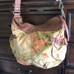 Fossil conv crossbody bag floral velvet leather!